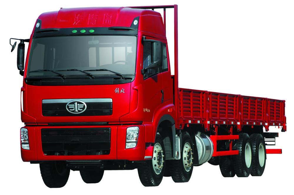 FAW J5P 8X4 Ciężki samochód ciężarowy do transportu przemysłowego, kolor czerwony