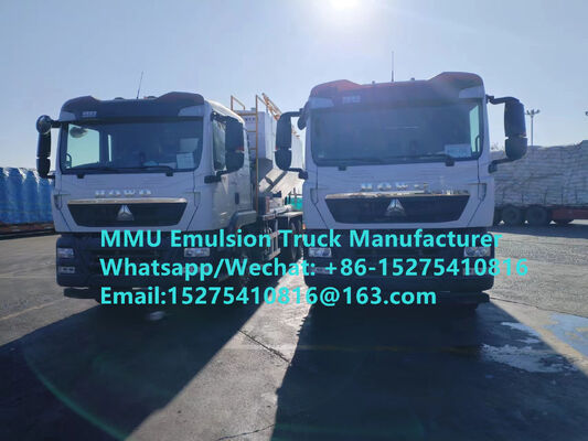 Advanced and intelligent SINOTRUCK HOWO 15/20/25/30Ton mixing and charging emulsion Bulk ANFO Trucks mobile explosive Manufacturing Unit Монгол НЭГ DRC PERU GHANA ZIMBABWE Mining Blasting Service MMU